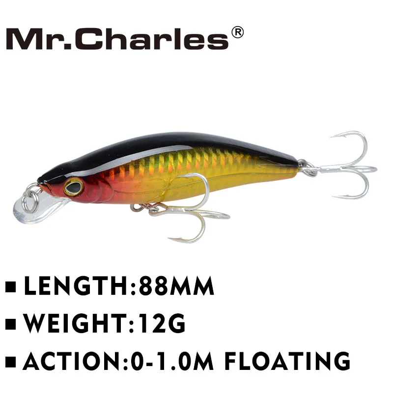 

Mr.Charles CMC024 fishing lure 88mm/12g 0-1.0M FLOATING shad quality professional minnow hard baits Fishing Tackle Crankbait