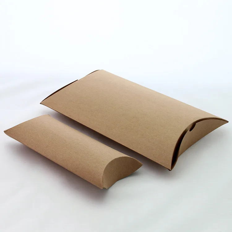 500pcs 9*7*2.5cm Brown Kraft Paper Pillow Box +hemp Rope For Candy/food/wedding/jewelry Gift Box Packaging Display Boxes