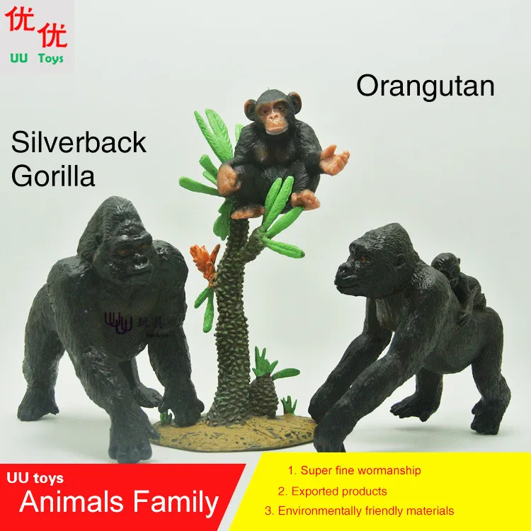 Hot toys:King Kong Silverback gorilla (Orangutan) family pack Simulation model  Animals  kids toys children educational props