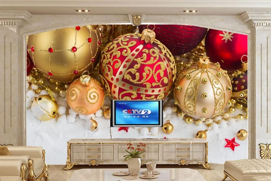 

Custom Christmas Balls 3d modern wallpaper papel de parede,coffee shop restaurant hotel dining room tv wall bedroom large mural