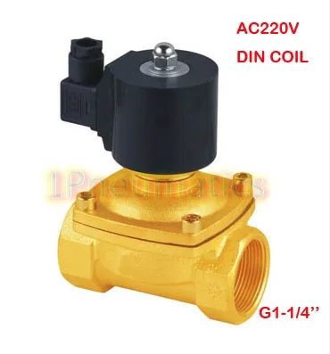 Free Shipping 5PCS/LOT G1-1/4'' Ports Brass 2/2 Way DIN43650A DIN Coil Water Solenoid Valve Large Size 2W350-35-D AC220V