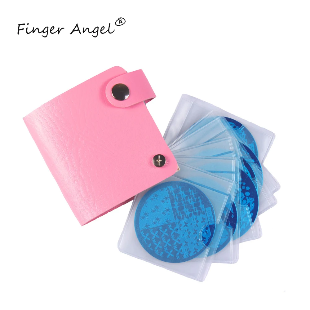 Finger Angel 15 Pcs Nail Art Plates Stamping Templates +1 Pcs Pink Stamping Case+1 Pcs Stamper&Scraper Manicure Tools Set W049