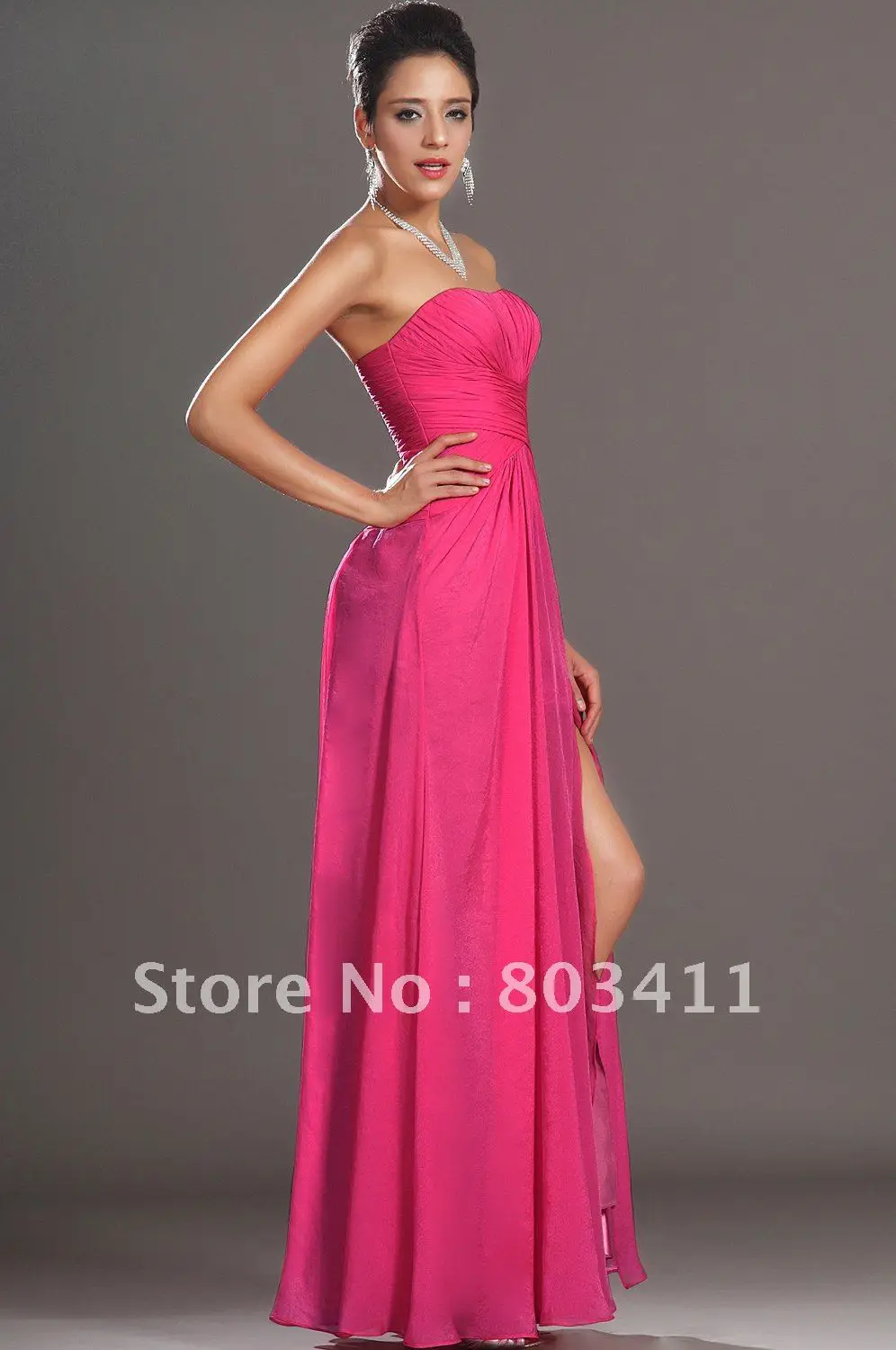 New Arrival Eye-catching Strapless Formal Prom Dress Strapless High Slit Evening Dress