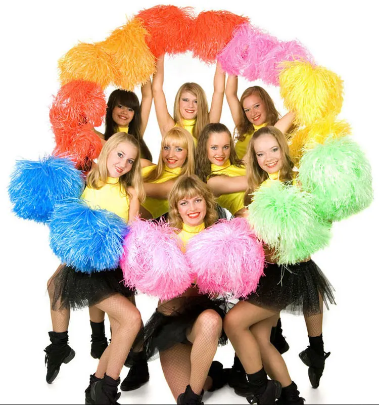 Cheerleader Cheerleader Pompon, Cor de plástico Cheerleading Pom Poms, Adereços Cheerleader, Adequado para Aumentar a Atmosfera, 80g, 2Pcs