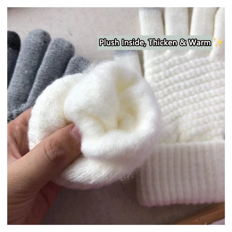 Winter Touch Screen Gloves Men Women Warm Stretch Knit Full Finger Imitation Wool Mittens Guantes Magic Crochet Luvas Thicken