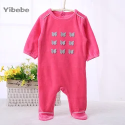 Baby velour rompers long sleeve girl boy clothes Unisex long sleeve onesies pyjamas newborn baby footed overalls jumpsuit outfit