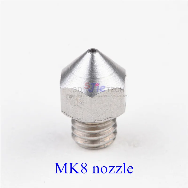 1pc MK8 Extruder stainless steel/brass TC4 nozzle M6 0.25/0.3/0.4/0.5/0.6/0.8mm For Creality CR-10 Ender Makebot Anet 3D printer