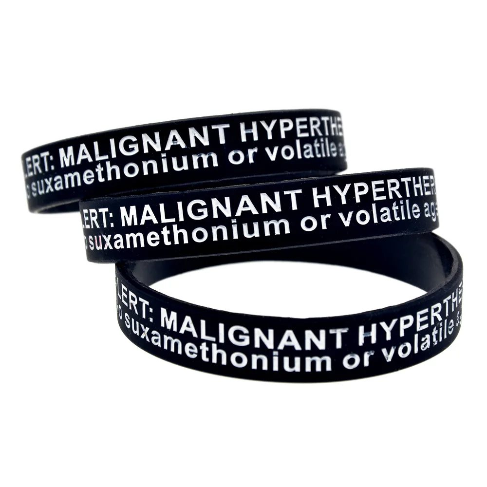 50 Stück, Warnarmband aus Silikon für Fälle von maligner Hyperthermie, 1/2 Zoll breit, für Damen und Herren, Gummiarmband, motivierendes Armband. – Detail 6
