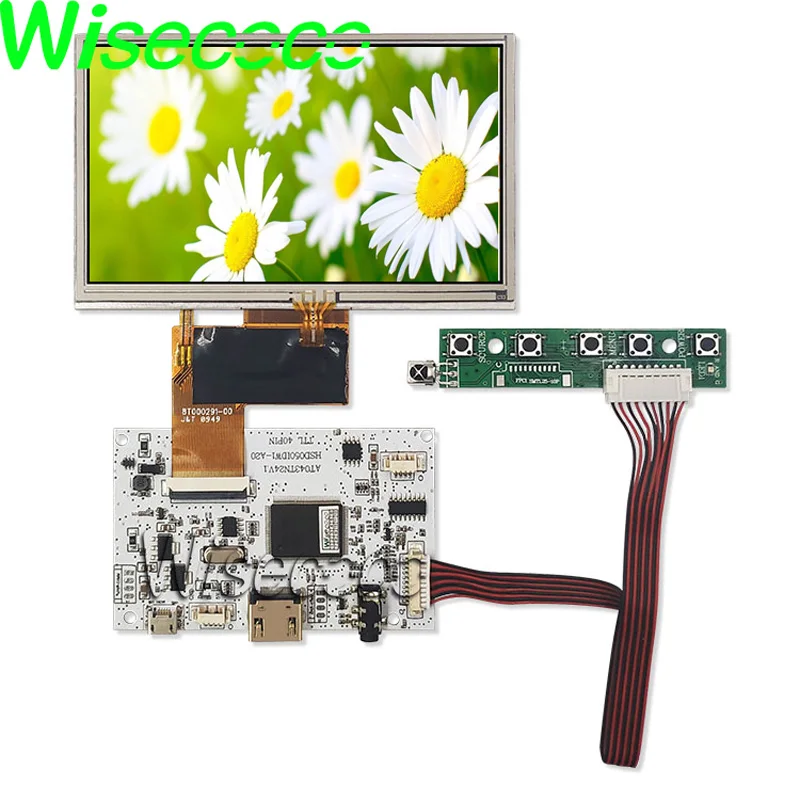 

Wisecoco 5 Inch AT050TN33 TFT LCD Display 350 Nits 480*272 Mini Screen Controller Board