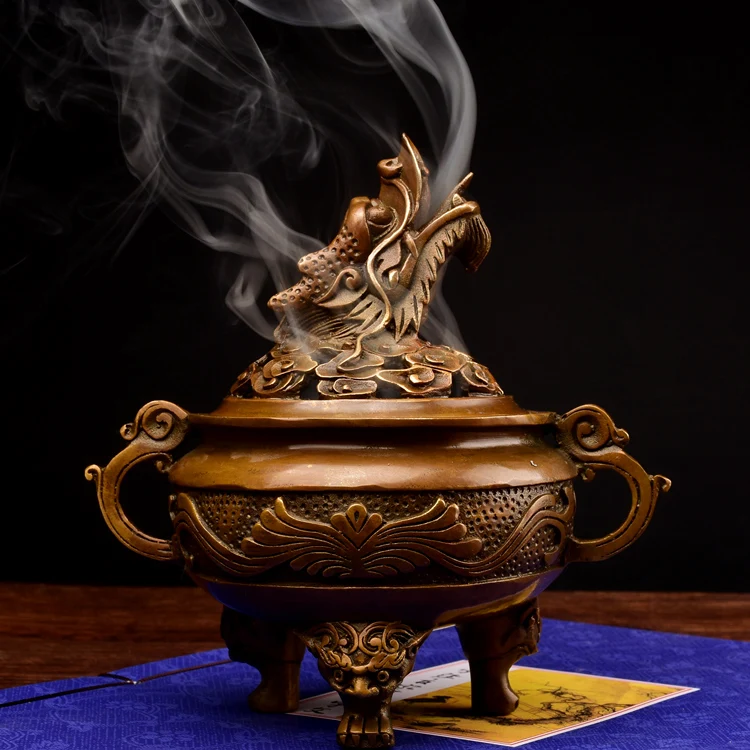 

Antique Copper Dragon Incense Censer Lotus Sandalwood Furnace Bedroom Decoration Archaize Incense Burner santal censer teaism