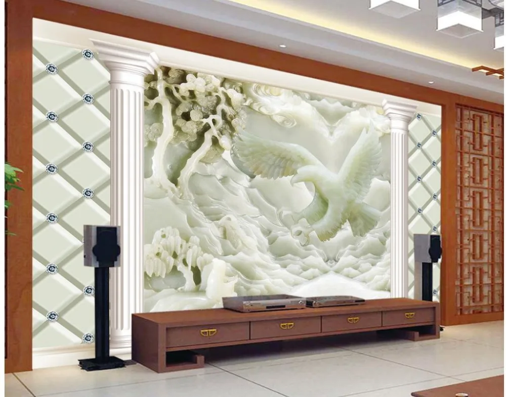 

3d customized wallpaper Jade carving reliefs eagle photo wall murals wallpaper 3d wall murals wallpaper Home Decoration