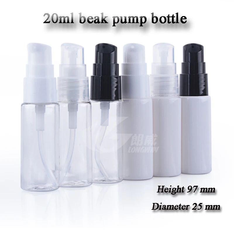 Capacity 20ml free shipping 50pcs/lot white PET bottle lotion bottle, Pump Bottle ,Cosmetic Packaging,cosmetic bottles