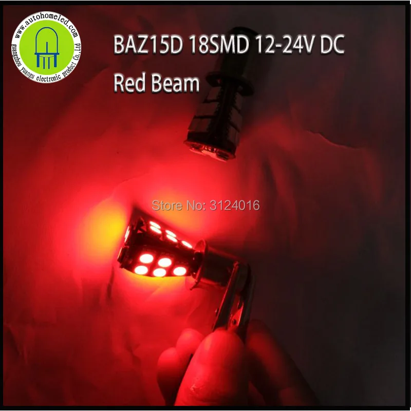 

2pc X dahosun BAZ15D 18smd 5050 White Red 12V LED bulb