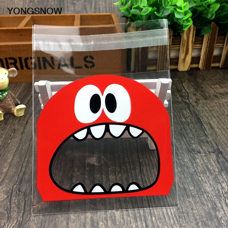 50/100pcs Cute Monster Sharp Teeth Plastic Bags Xmas Gift Packaging Bags Wedding Candy Bag OPP Bags Birthday Easter Party Decor