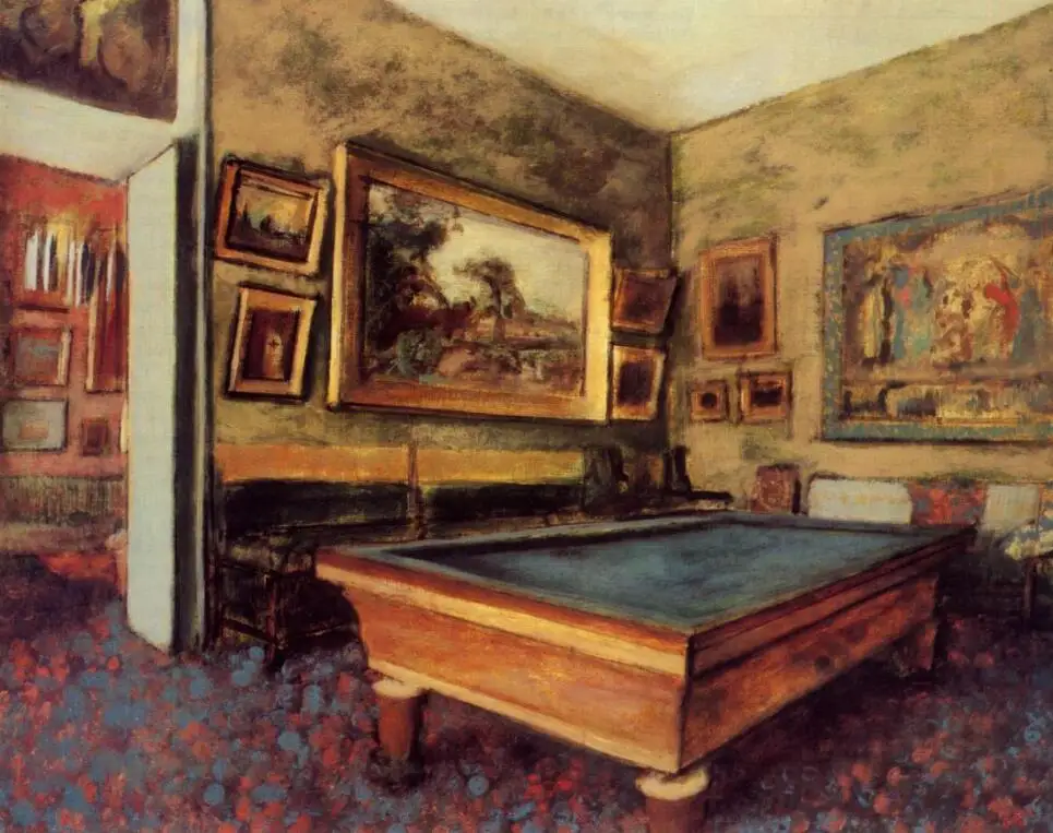 High quality Oil painting Canvas Reproductions The Billiard Room at Menil-Hubert (1892) By Edgar Degas hand painted