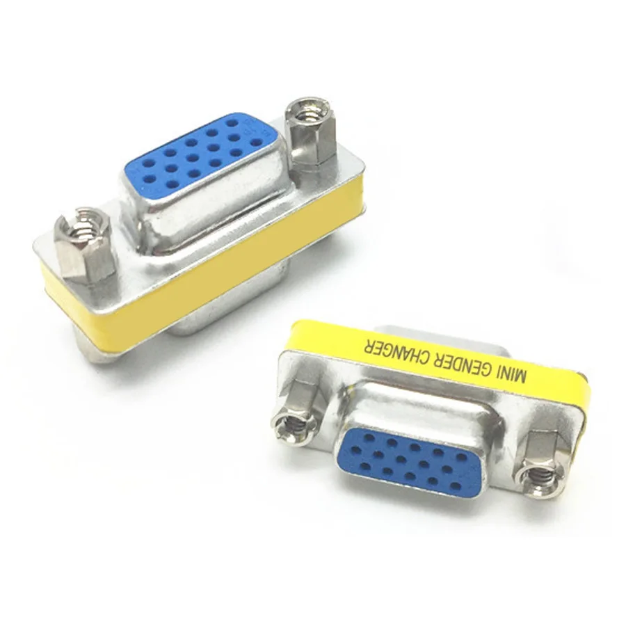 1pcs VGA 15 Pin Female to Female jack Gender Changer Conversion Adapter HD15 Computer Monitor Video Connector