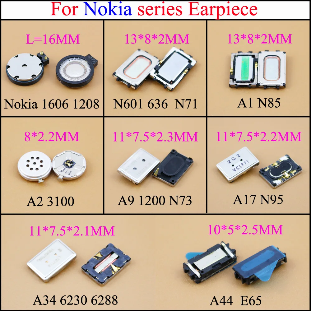 YuXi nowy ucha głośnik odbiornik słuchawka zamiennik dla Nokia 1606 1208 N601 636 N71 A1 N85 A2 3100 A9 1200 N73 A17 N95 A34 A44