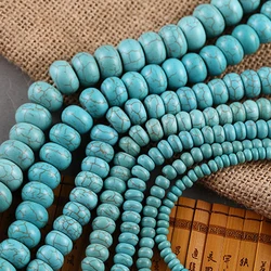 Natrual Blue Stone Turquoises Abacus Spacer Beads Round shape Loose  Beads 15