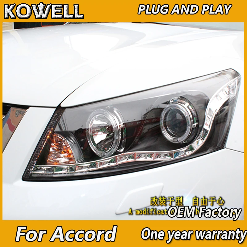 KOWELL Car Styling For Honda accord headlights Double Round angel eyes 2008-2013 For Honda accord LED light h7 xenon