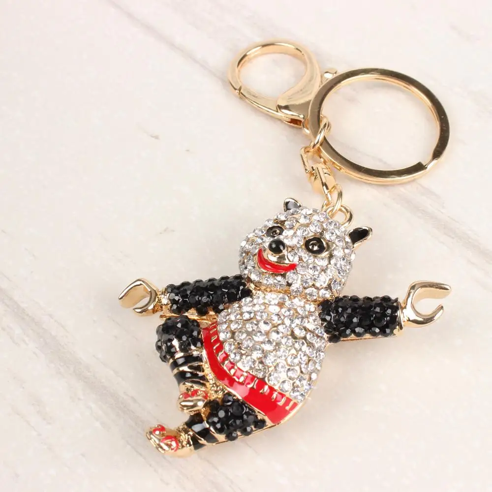 Dancing Bear Panda Cute Pendant New Crystal Charm Purse Bag Car Key Ring Chain Wedding Party Creative Favourite Gift