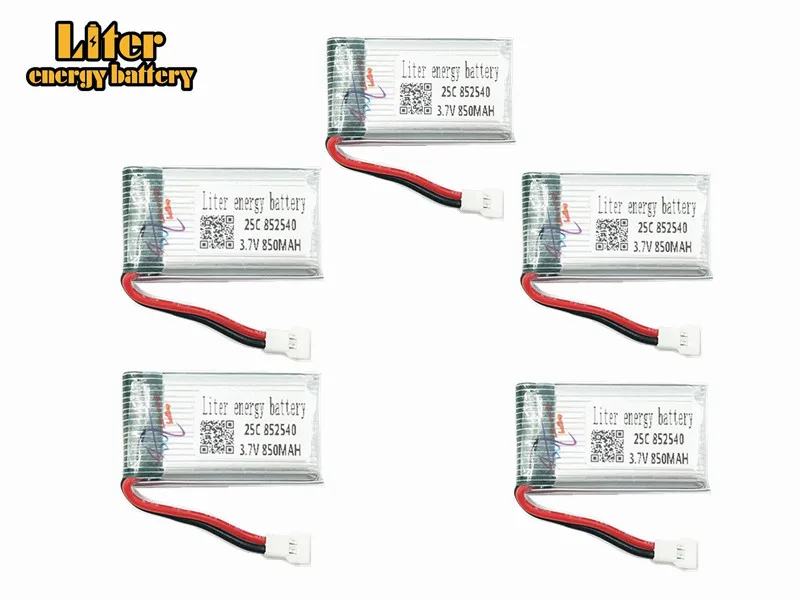 5pcs 3.7v 850mah 852540 Battery Lipo Battery for Syma X5C-1 X5C X5 X5SC X5SW X6SW H9D H5C Drone Parts RC Drones Quadcopter