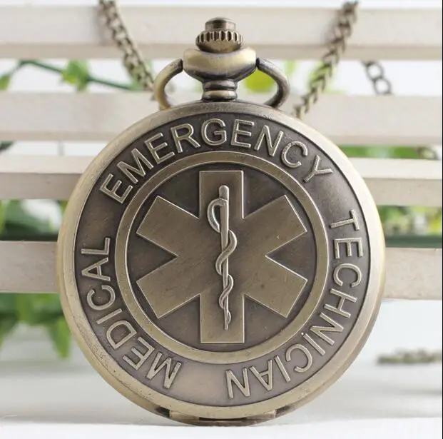 Emergency medical technicians Bronze antiques Fashion quartz Flip clock steampunk Good quality pocket watches