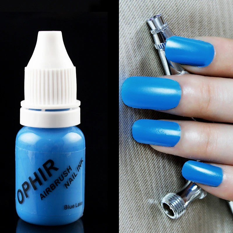 OPHIR 12 Color Airbrush Nail Inks for Stencils Gel Nail Polish 10 ML/Bottle Temporary Tattoo Pigment Nails Tools_TA098(1-12)