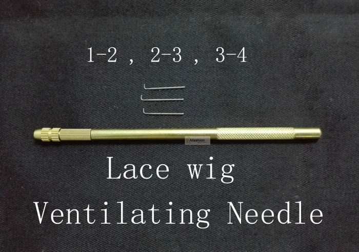 

1 Bronze Holder + 3 Size Ventilating Needles(1-2,2-3,3-4) Making Repair Lace Wig Toupee Hairpiece Knotting Hook Sets