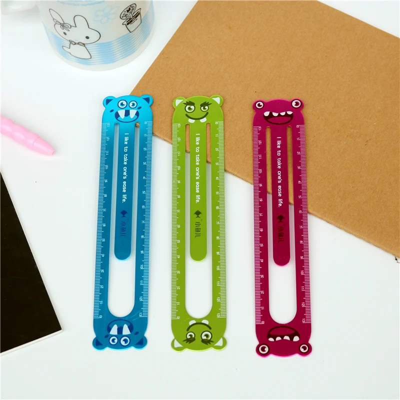 1PC Metal bookmark Straight Ruler Cute cartoon aluminum alloy student ruler