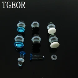 Retail 1 Pair mixed 9 gauges saddle Natural glass single saddle with rubber ear expander organic glass ear plug free shipping