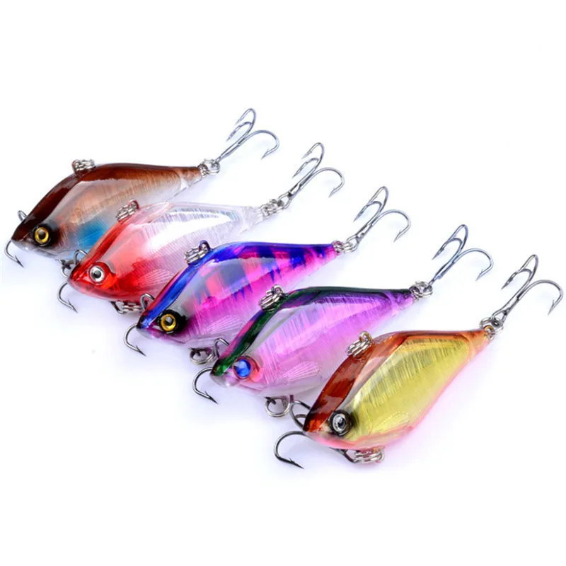 1PCS Fishing Lure Sinking Laser VIB Lure Wobbler 13.9g 6cm 5 Colors Available Vibration With 2 Fishing Hooks Crankbaits