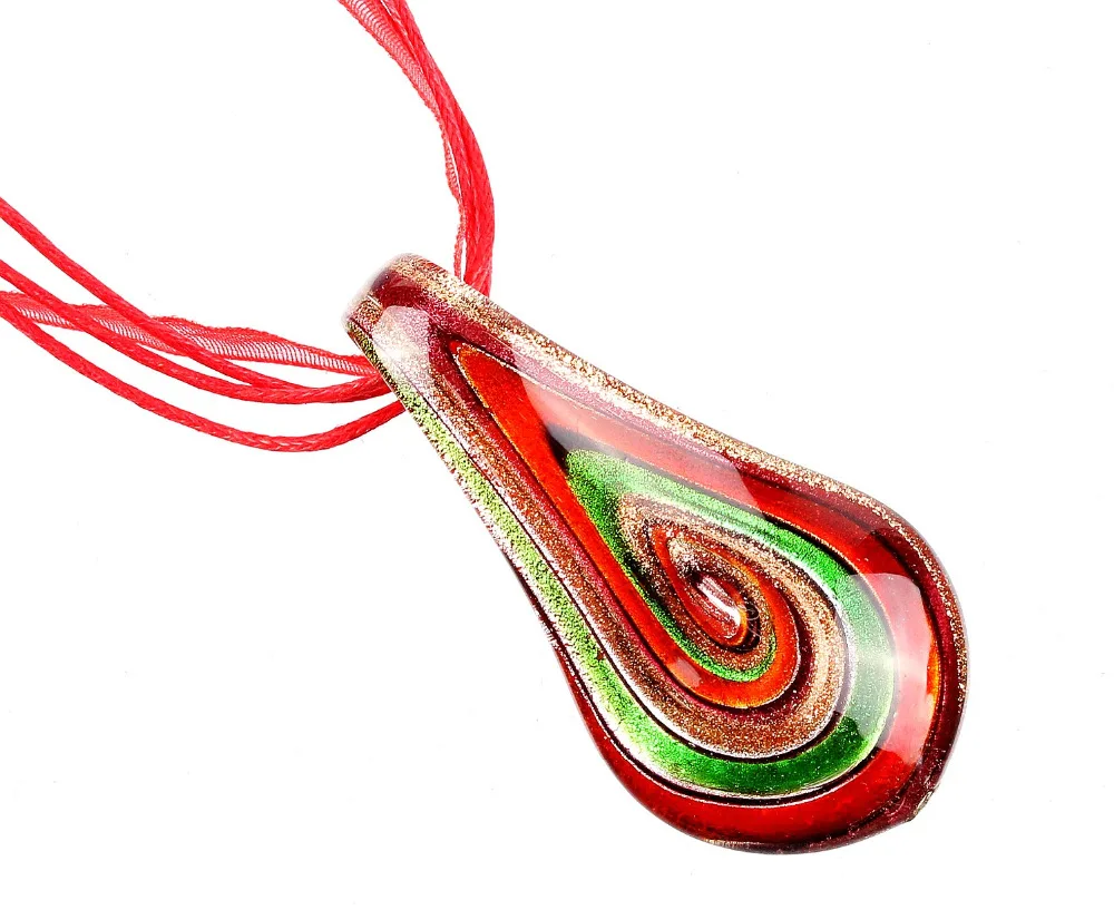 Wholesale 6pcs Colorful Murano Lampwork Glass Drop Pendant Charm Necklaces For women\'s Jewelry