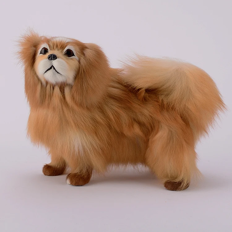 

cute simulation standing dog plastic&fur yellow dog model gift about 32x16x25cm a82