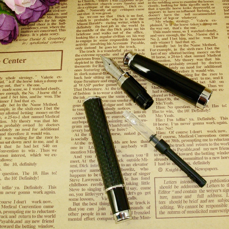Luxious Carbon Fiber Fountain Pen Liquid Ink Pens with Pump Cartridge Office Business for Father's Day Gift School Stationery image 3