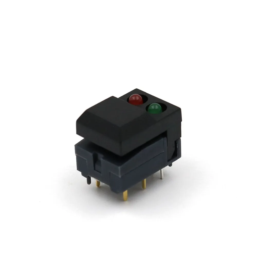 10Pcs PB86-A2 Red and Green LED 8Pin Momentary PCB Mount SPDT Square Push Button Tact Switch