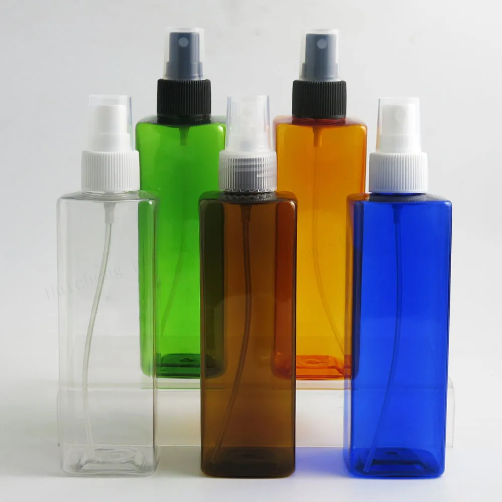 20 x 240ml Large PET Sprayer Perfume Bottles Amber Blue Green Clear Plastic Refillable Cosmetic Perfume Atomizer Container