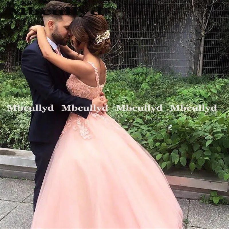 Mbcullyd 2019 vestido de fiesta Quinceañera vestidos Apliques de encaje de hombro dulce 16 talla grande princesa tul mascarada vestidos de graduación