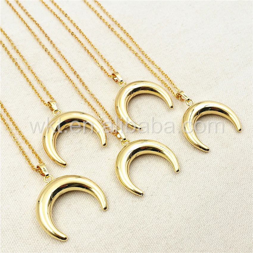 WT-N847 Wholesale Gold Dipped Horn Necklace & Pendant Jewelry,Natural Resin Gold Dipped Horn Necklace Design in High quality