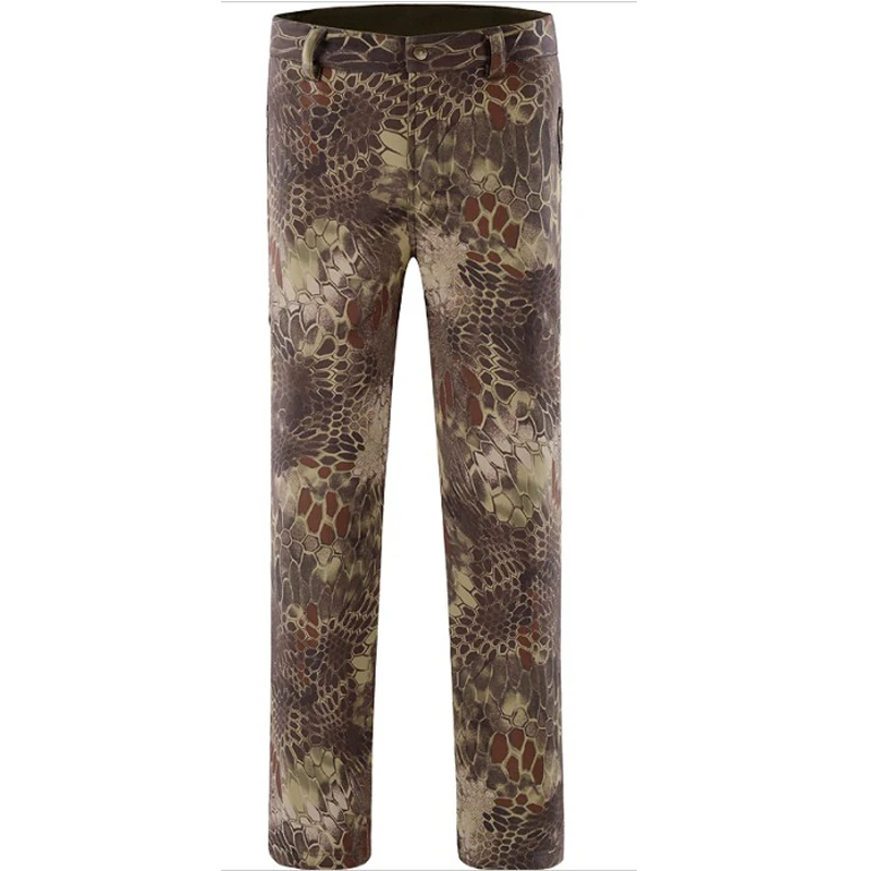 

Winter men camouflage shark soft shell long trousers outdoor hunt sports waterproof fleece thermal pants