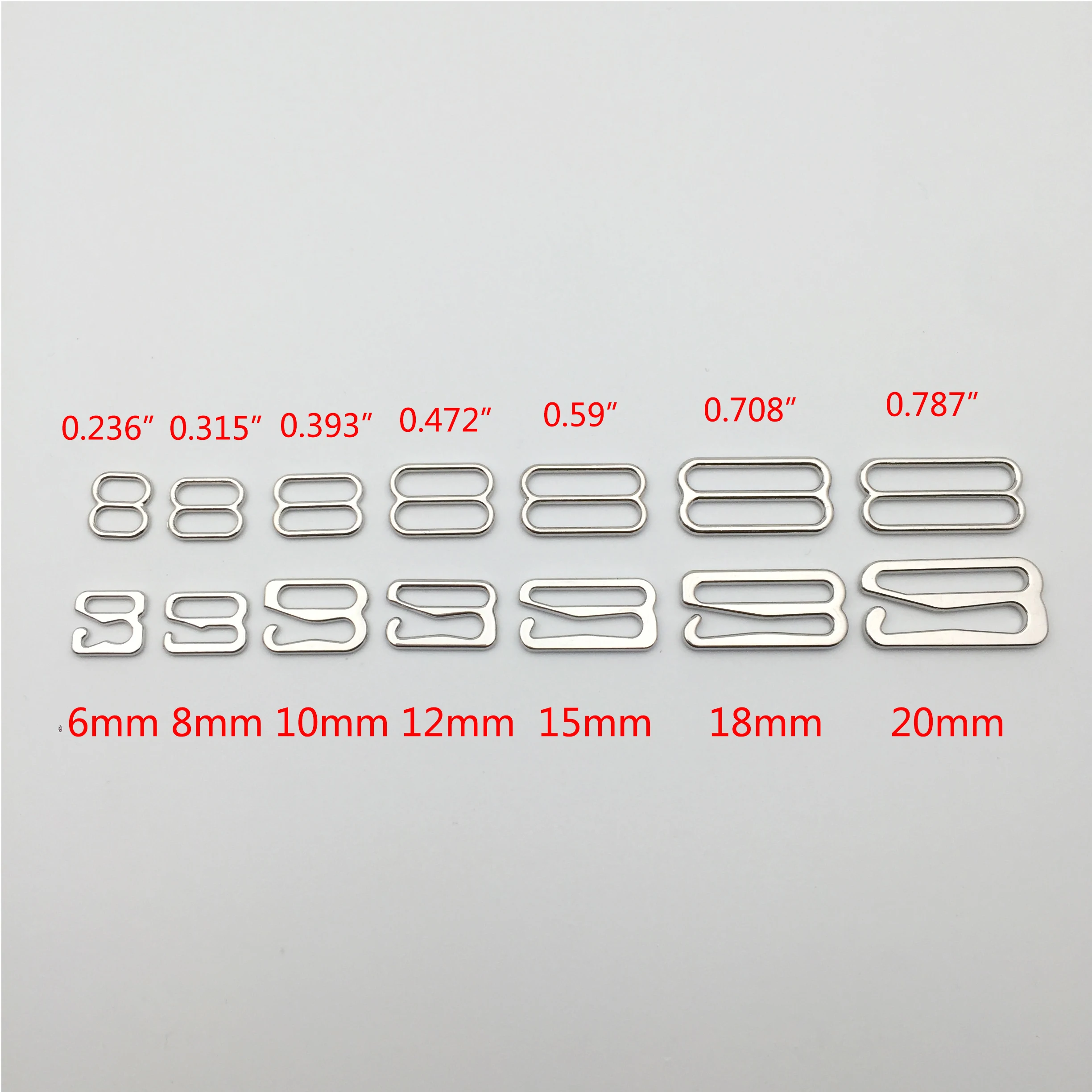 Wholesale 10 sets Various sizes of bra hooks and sliders strap adjusters buckles 5 color