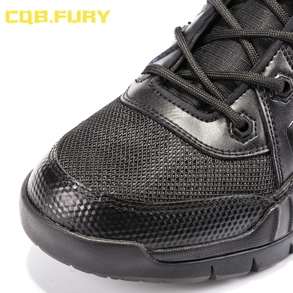 CQB.FURY Mens Black Cow Suede Leather Tactical Wearable Boots Combat Zipper Training Boot Size 38-46