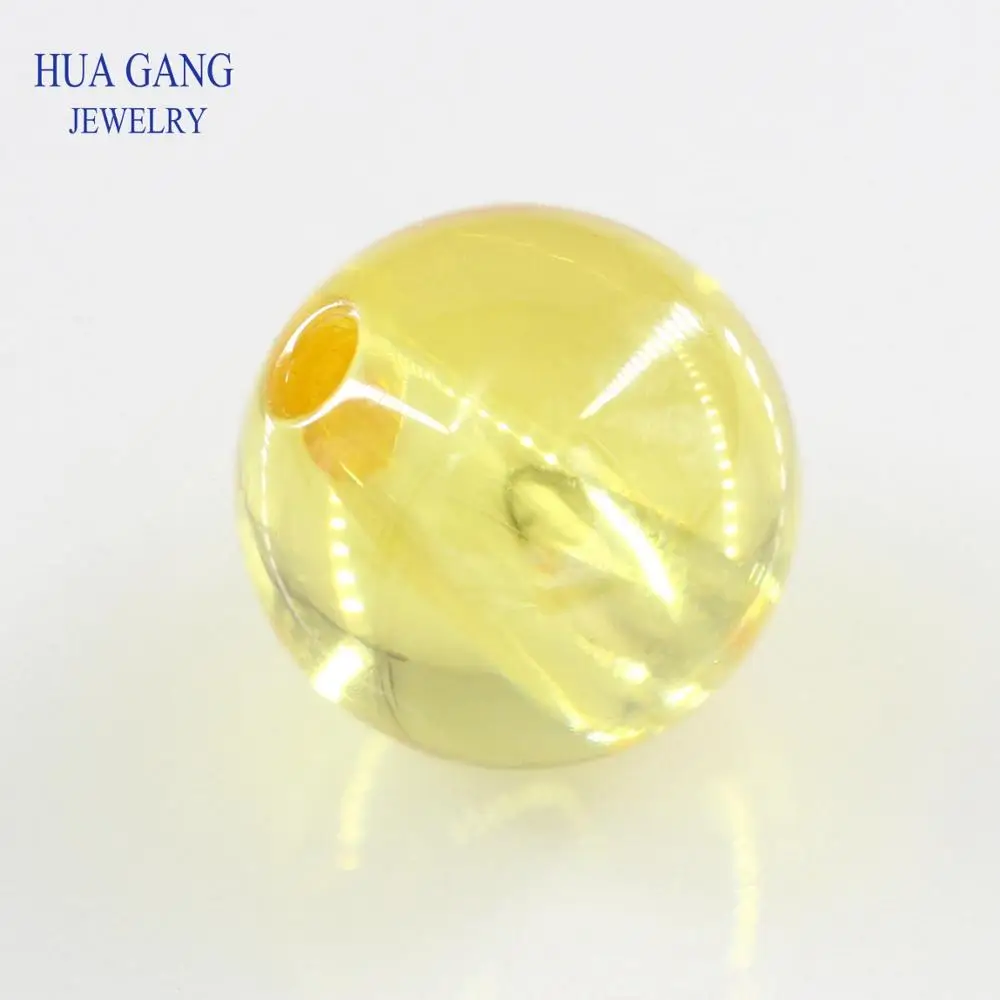 

Golden Stone Round Hole CZ Beads Cabochon Cut Synthetic Gems Cubic Zirconia Yellow Bead For Jewelry Making 6mm~12mm Wholesale