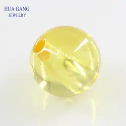 Golden Stone Round Hole CZ Beads Cabochon Cut Synthetic Gems Cubic Zirconia Yellow Bead For Jewelry Making 6mm~12mm Wholesale