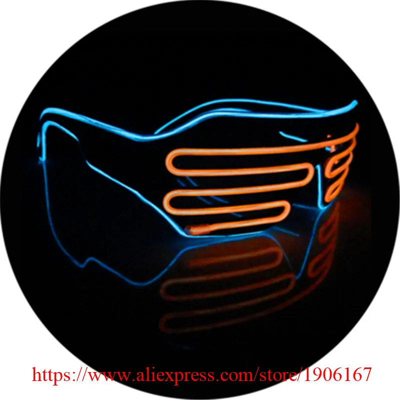 Double Color Led Luminous Party Glasses Light Up EL Wire Glasses Classic Gift DJ Club Stage Show Flashing Eyewear 5 Pcs/Lot