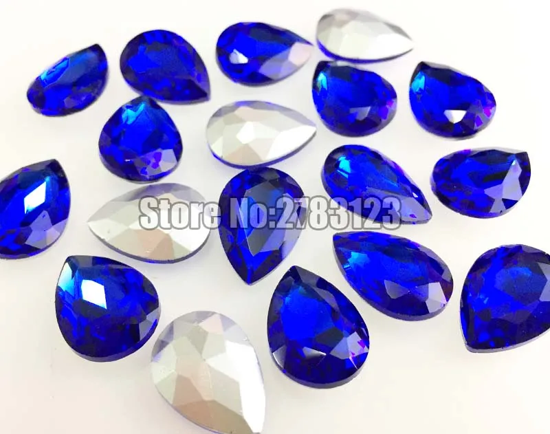 Factory sales royalblue pointback good quality AAA+ Glass Crystal drop shape rhinestones Nail/ clothing accessories SWSP010