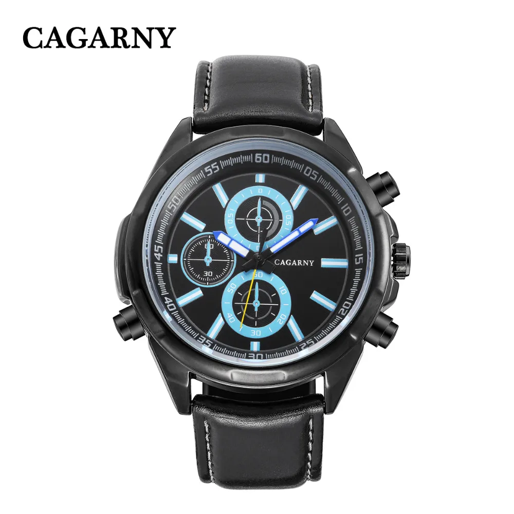 Military Quartz Watch Men Sports Men's Watches Cagarny Black Leather Strap Clock Male Relogio Masculino Horloges Mannen Saat New