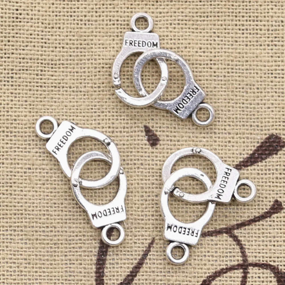 15pcs Charms Handcuffs Freedom 30x10mm Antique Making Pendant fit,Vintage Tibetan Silver color,DIY Handmade Jewelry