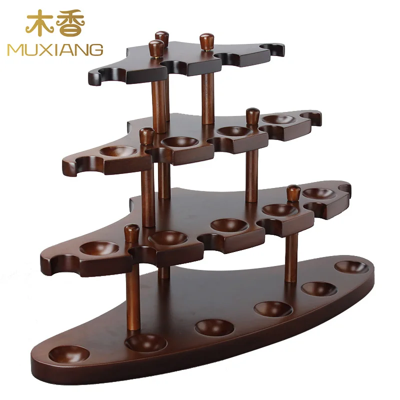 MUXIANG Good Quality walnut wood Pipe Rack Handmade Dismountable High-class Smoking 15 Pipe Rack Stand for Pipes rack fa0082