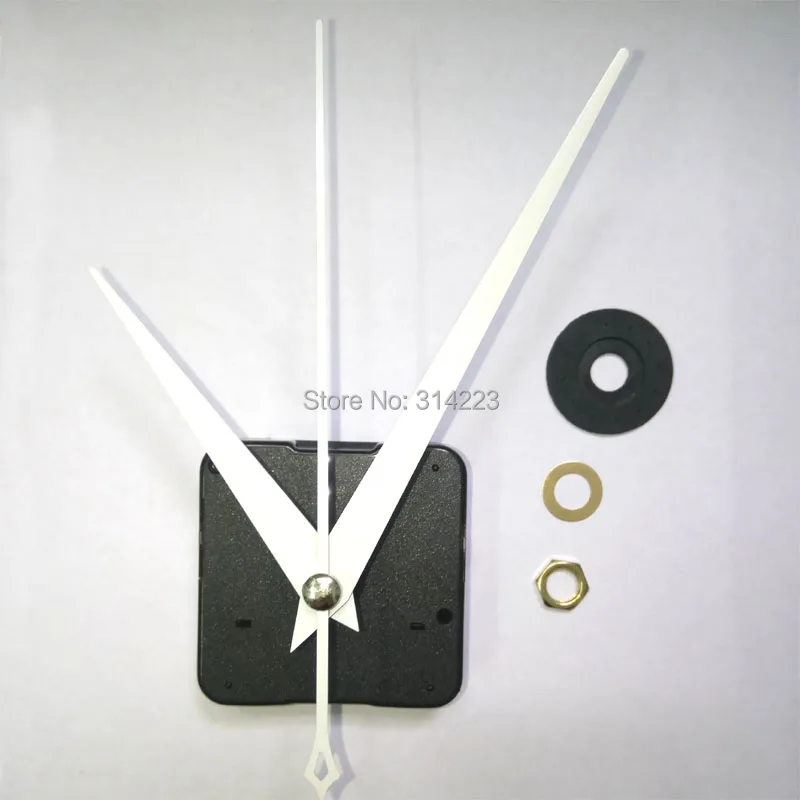 Wholesale 100set New Quartz Clock Movement for Clock Mechanism Repair DIY clock parts accessories shaft 16.5mm white needle