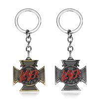 dongsheng Music Band Slayer Keychains American Fashion Speed Metal Rock Band Slayer Logo Key Chain Keyring